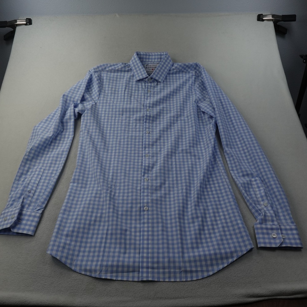 Mizzen Main Leeward Collection Shirt Mens XLT Trim Fit Blue Gingham USA Made